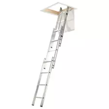 Werner 76003 3 Section Aluminium Metal Attic Access Loft Ladder & Handrail 3.0m