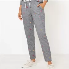 Ann Taylor LOFT Lou & Grey Embroidered Emoji Jogger Pants Lounge Grey XS