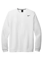 Nike Fleece Sweatshirt, Long Sleeve, Crew Neck - White - Large