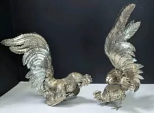 Large Vintage Alpaca Fighting Roosters