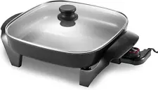 Elite Gourmet EG2212 12"x12"x2.15” Healthy Ceramic Coated Electric Skillet, Heat