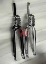 New Listing26" Cruiser Bicycle DUAL SPRINGER FORK 1" Headset Vintage Schwinn Chrome/Black.