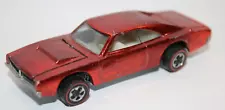 1969 Hot Wheels Redline Custom Dodge Charger in Red With White Interior WOW! JSH