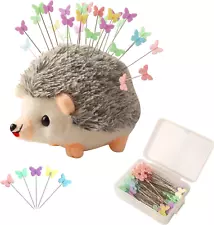 Hedgehog Shaped Pin Cushion Sewing Kit with 100 Colored Pins