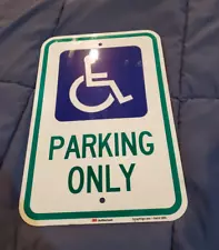 Aluminum Vertical Metal Sign 12x18” Handicapped Symbol PARKING ONLY