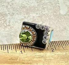 Vintage sterling silver Peridot Men’s Big Ring Size 11.25 Handmade Weight 30g