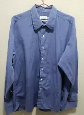 Ike Behar Dress Blue Stripe Shirt Large 17.5 Neiman Marcus Button Down Cotton