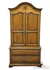 CENTURY FURNITURE Solid Walnut Country French 38" Bonnet Top Armoire Floral A...