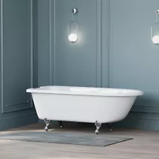 Camden | 60" Rolled Rim Cast Iron Clawfoot Tub With Bathtub Wall Holes