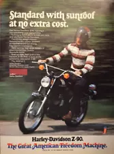 1973 Harley Davidson Z 90 Motorcycle Print Ad