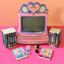 ✨GRAIL✨ Disney Princess Pink 13" TV DVD/VHS Combo CRT Retro Gaming Movies RARE