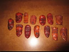 AFRICAN TRIBAL MINIATURE MASKS (13) 2 1/4" Average Heights - Plastic / Resin