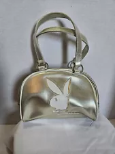 Vintage Playboy Silver Handbag w/ Bunny Logo Zipper, Pink Interior