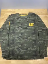Caterpillar CAT T Shirt L Green Camo Long Sleeve Casual Workwear #7278