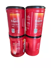 SALE ð° 4 Folgers Coffee Containers EMPTY 43.5 oz & 51 oz. Cans Plastic Storage.