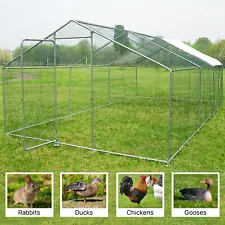 20x10 ft Large Chicken Coop Run Cage Backyard Hen House Poultry Rabbit w/Cover