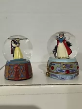 2 Vintage Disney Snow White Mini Snow Globes Glitter Water