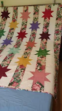 NEW CRAFTED QUILT 'Stars in Bloom' 70" x 79"