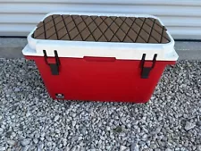 Bison 50QT Cooler Red White USA Made Bear Proof Rotomolded Ice Chest