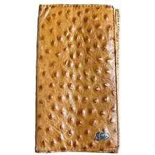 Justin Boots genuine ostrich rodeo bifold wallet men tan camel leather