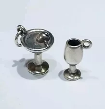 James Avery Sterling "Boozy" Charms~ Martini Glass & Wine Glass~5.7 Grams