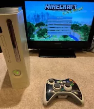 Original Xbox 360 20GB White Console w/ Cables Controller & Minecraft *Read*