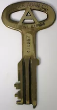 Folger Adam Co. LARGE 4.50" Brass Prison Jail Cellblock Key Lemont, Illinois