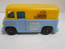 Vintage Plastic CHICAGO Super MARKET Toy Step Van & BANK, ca 50s