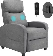 Sweetcrispy Recliner Chair for Adults, Massage Fabric Small Deep Grey