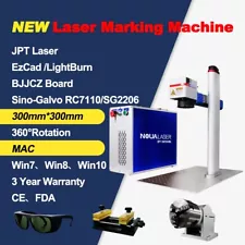 NOUALASER 50W JPT Fiber Laser Marking Machine Engraving Marker with Rotary Axis