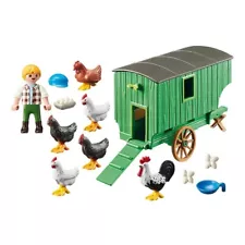 Never used Playmobil Chicken Coop 70138 All parts included except for egg plate