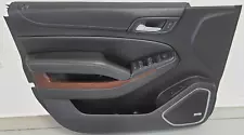 2015-2019 GM SUV Front Left Driver Side Door Trim Panel, Black/Wood w/Power (For: 2015 Suburban)