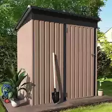 Outdoor metal storage shed with lockable door for backyard garden tool shed