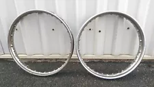 Genuine Front and Rear Dunlop Chrome Wheel Rims 40 Spoke Triumph T110 Motorcycle