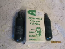 2 Microflame Compressed Oxygen Micronox Cylinders for Weld Blaze Solder NOS NIB