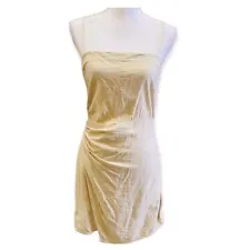 Zara Beige Linen Blend Faux Wrap Mini Dress Medium