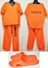 BOB BARKER 3XL FCI UNIFORM GENUINE Prison INMATE Orange Shirt Pants Shower Shoes