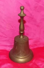 ð VINTAGE 6.5" HAND HELD SOLID BRASS SCHOOL DINNER CALL BELL