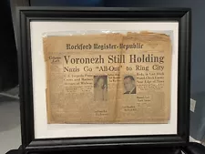 WW2 Era Newspaper Framed July 1, 1942 Authentic War Military History 100% Real