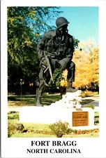 Postcard Fort Bragg North Carolina Iron Mike WWII Trooper Statue Pope C48