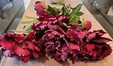 Lot of Artificial Faux Silk Flowers ~ Large, Long Stem Pink Fuchsia Peonies