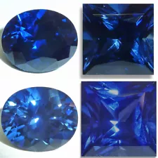 Lab Created Sapphire Blue Oval,Square Faceted Loose Gemstones Fine Cut AAA