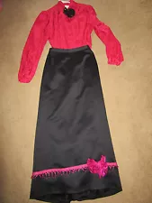 1900s VICTORIAN Edwardian outfit costume size 6 skirt top black pink theater