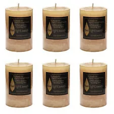 6x Scented Pillar Candle Cream Candles Sandalwood 5x8cm 22H Home Decor BULK