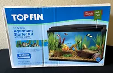 TopFin 10 Gallon Aquarium Starter Kit w LED Lights (Fresh or Saltwater)