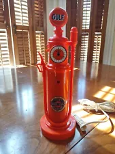 Vintage GULF Oil Gas Pump Phone Novelty Orange Gasoline Pump