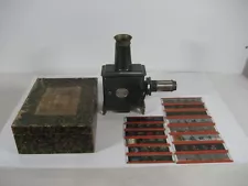 ANTIQUE MAGIC LANTERN ERNEST PLANK GERMANY WITH BOX & 14 SLIDES