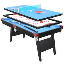 3 in 1 Game Table,6-ft Pool Table,Billiard Table,Multi Table Games,Table Tennis