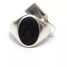 New DAVID YURMAN Men's PETRVS Bee Coin Ring Sterling Silver & Black Onyx 10.5