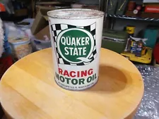 VINTAGE QUAKER STATE RACING MOTOR OIL 1 QUART CAN FULL NEW OLD STOCK